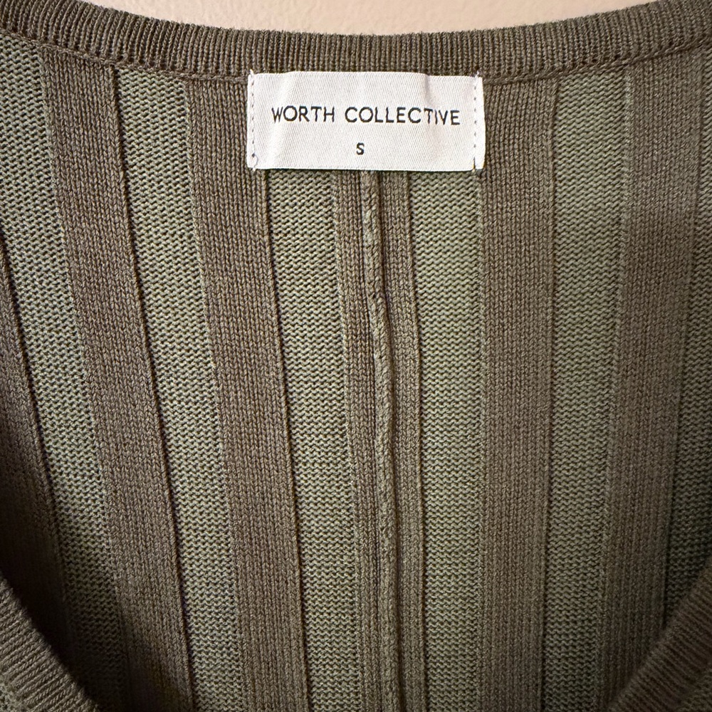 Long Sleeve Ribbed Knit Dress - Olive - Picture 5 of 8